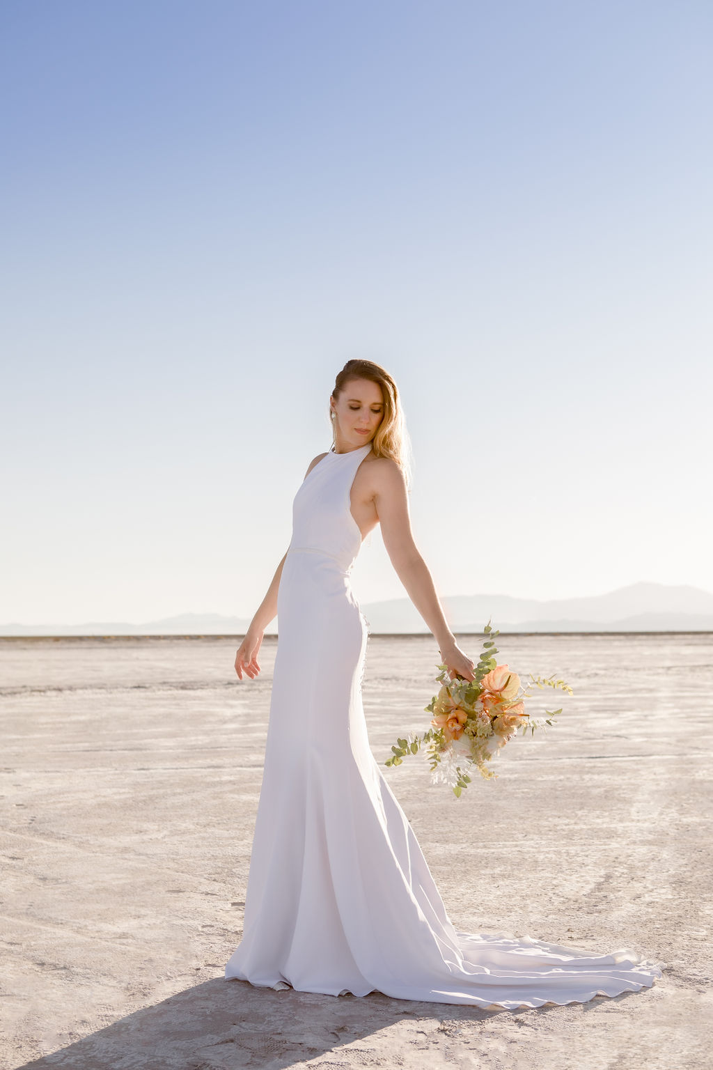 Simple Elegant Modern Goli June Brighton Wedding Dress Victoria Chukarov Salt Flats Utah 9