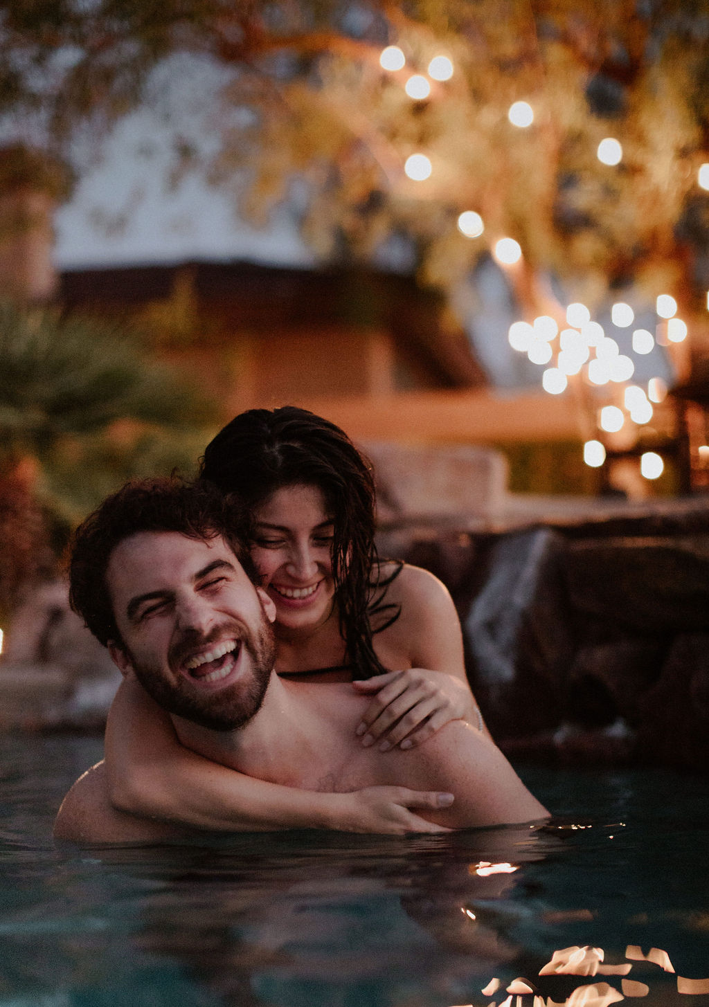 Moody and Joyful Las Vegas Poolside Engagement Shoot